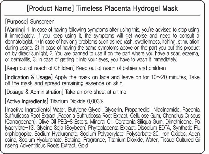 Timeless Placenta Hydrogel Mask